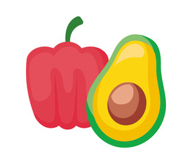 fresh avocado with pepper isolated icon