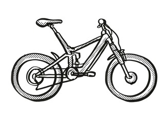 Electric Bicycle Cartoon Retro Drawing