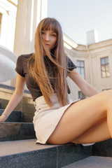 Naklejka premium Glamour beautiful lady. Female fashion look.