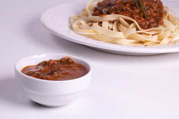 bowl with bolognese sauce