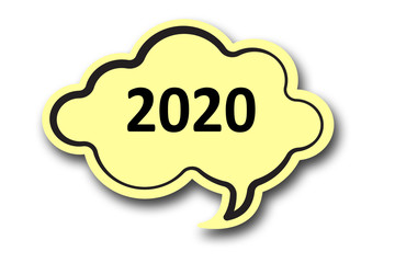 2020 word written talk bubble