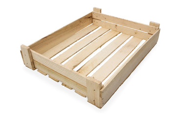 New empty wooden box on white background