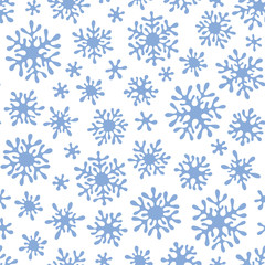 Christmas seamless doodle pattern with snowflakes