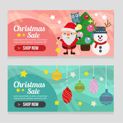 two banner christmas template with ball light decoration