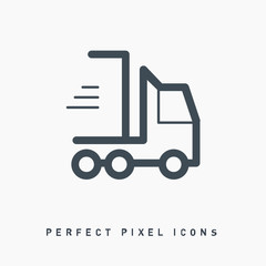 Delivery truck pixel perfect icon for web and app isolated on white background
