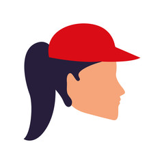 avatar woman wearing a cap icon, flat design
