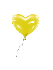 Yellow heart foil balloon. vector