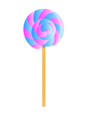 Blue and pink swirl lollipop. vector