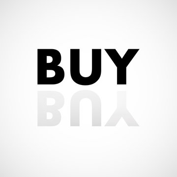 The word BUY in mirror reflection. Vector