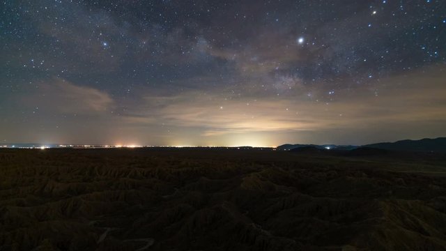Astro Timelapse of Milky Way over Badlands in Anza Borrego Desert