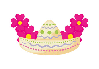 hat mexican with flowers decoration