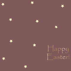 Happy Easter Card Template with yellow stars on brown.
