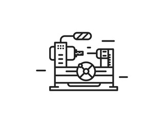 Lathe Vector Outline Icon Illustration