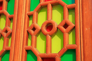 Colored wooden window lattice
