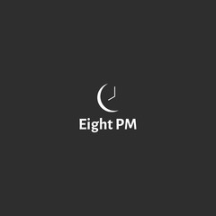 8 pm and moon logo design