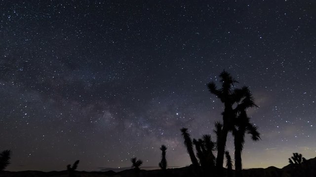 Astro Timelapse of Milky Way rising over Joshua Tree in Mojave Desert 