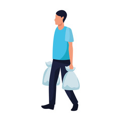 avatar man walking with supermarket bags