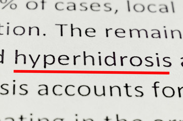 macro photography of the word hyperhidrosis