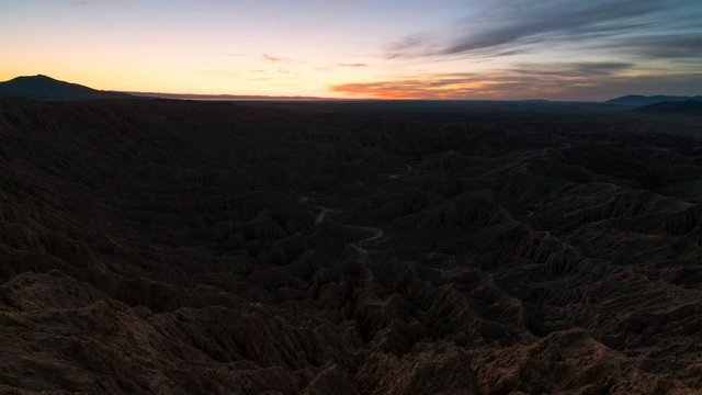 Timelapse of Sunrise over Badlands at Font's Point in Anza Borrego Desert 