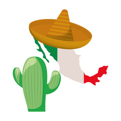 cactus with map mexican isolated icon