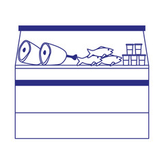 Meat products in supermarket fridge icon