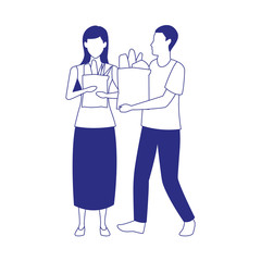 supermarket customers icon, flat design