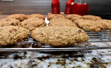 Home baking fresh made oatmeal raisin cookie bars