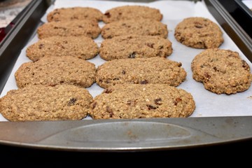 Home baking fresh made oatmeal raisin cookie bars