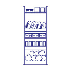 supermarket shelf with groceries, flat design