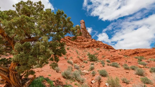 Timelapse Tracking Shot of Sandstone Spire in Valley of The Gods, Utah