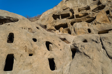 Ancient Cliff Dwellings of Guyaju Caves, about 80 kilometers northwest of Beijing, largest site of an ancient cliff residence in China, Yanqing County, Hebei Province, China