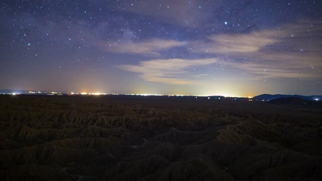 Astro Timelapse of Milky Way over Badlands at Font's Point in Anza Borrego  