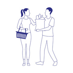 supermarket customers icon, flat design