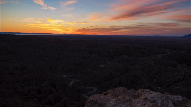 Astro Timelapse of Sunrise over Badlands at Font's Point in Anza Borrego  