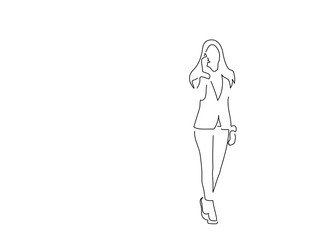 People walking isolated line drawing, vector illustration design. Urban life collection.