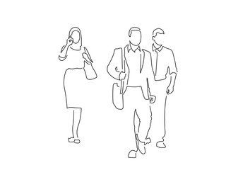 People walking isolated line drawing, vector illustration design. Urban life collection.