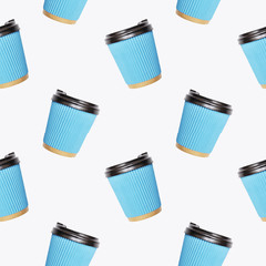Seamless pattern with coffee cups.