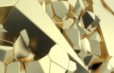 3d render, golden modern shattered wall texture, random clusters digital illustration, abstract geometric background. Wealth and Prosperity reach concept architecture