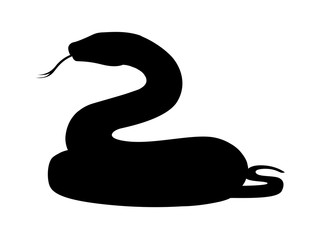 Black silhouette snake cartoon animal design flat vector illustration isolated on white background