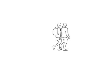People walking isolated line drawing, vector illustration design. Urban life collection.