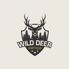 Foto op Plexiglas wild deer vintage logo design vector template  © nrsha