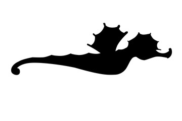 Black silhouette cute adorable seahorse cartoon sea animal design flat vector illustration isolated on white background