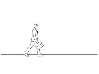 Businessman walking isolated line drawing, vector illustration design. Urban life collection.