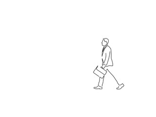 Businessman walking isolated line drawing, vector illustration design. Urban life collection.