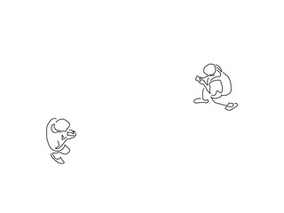 People walking isolated line drawing, vector illustration design. Urban life collection.