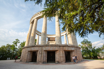 Trento (Italy) - The mausoleum of Cesare Battisti on the top of Doss Trento  overlooking the city