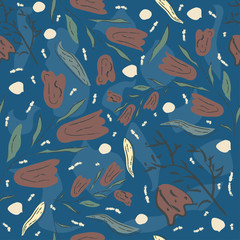 Floral Seamless Pattern. Hand Drawn.