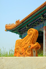 Fototapeta premium yellow glazed tile taps in a temples