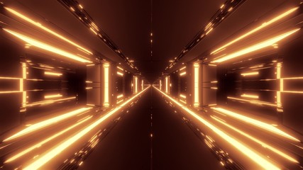 Fototapeta na wymiar futuristic scifi space hangar tunnel corridor with hot metal 3d illustration wallpaper background design
