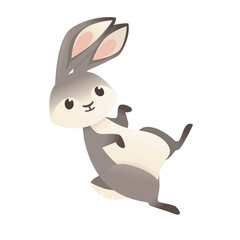 Cute grey rabbit cartoon animal design flat vector illustration isolated on white background